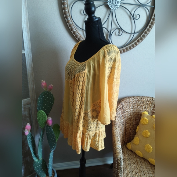 Young Threads Sunny Yellow Lace Blouse - Picture 8 of 9